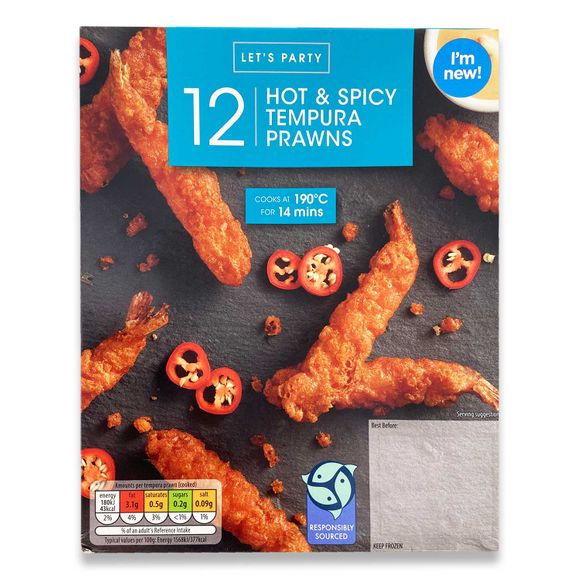 Let's Party Hot & Spicy Tempura Prawns 156g/12 Pack